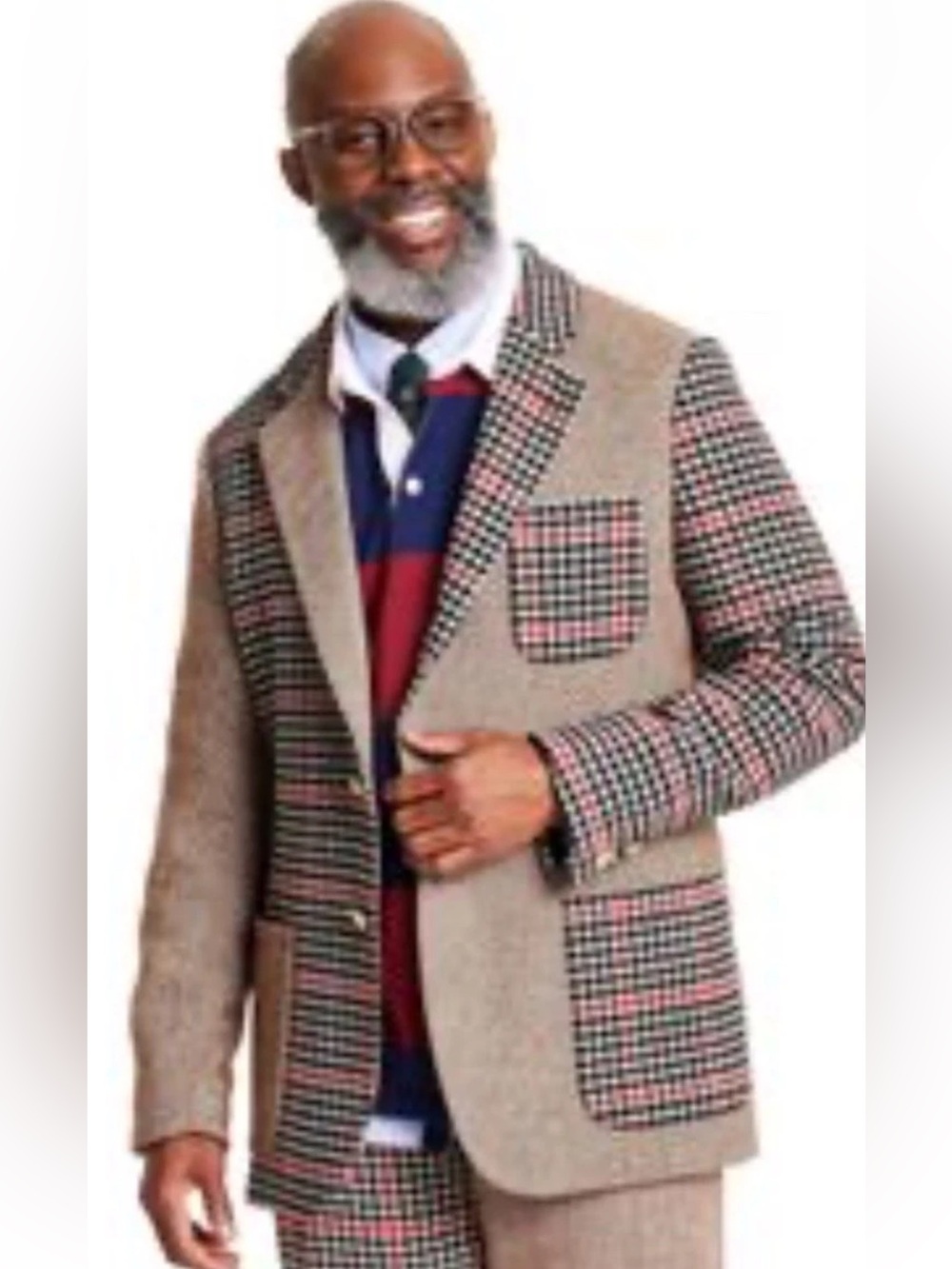 Rowing Blazers Herringbone Houndstooth Wool Blend Mens Jacket Sz Large